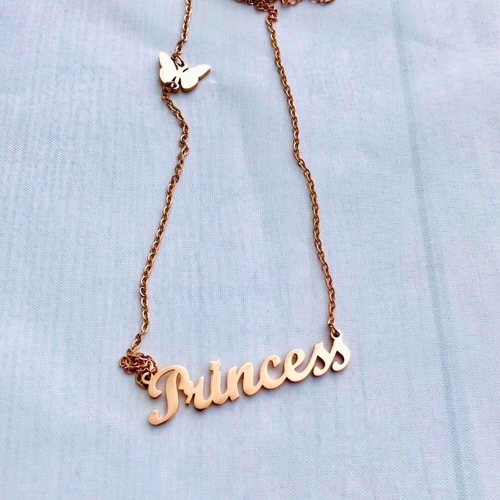 Rose Gold Titanium Stainless Steel Princess Necklace Custom Handcrafted - Picture 2 of 11